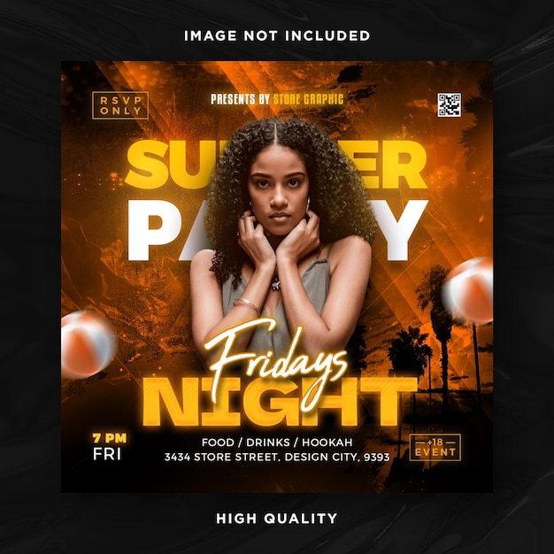 Projet de modèle de flyer de fête nocturne