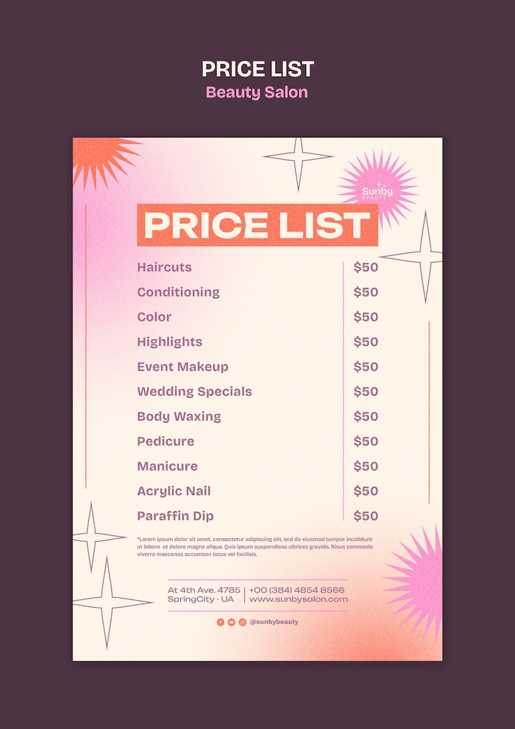 PSD projet de modèle de salon de beauté