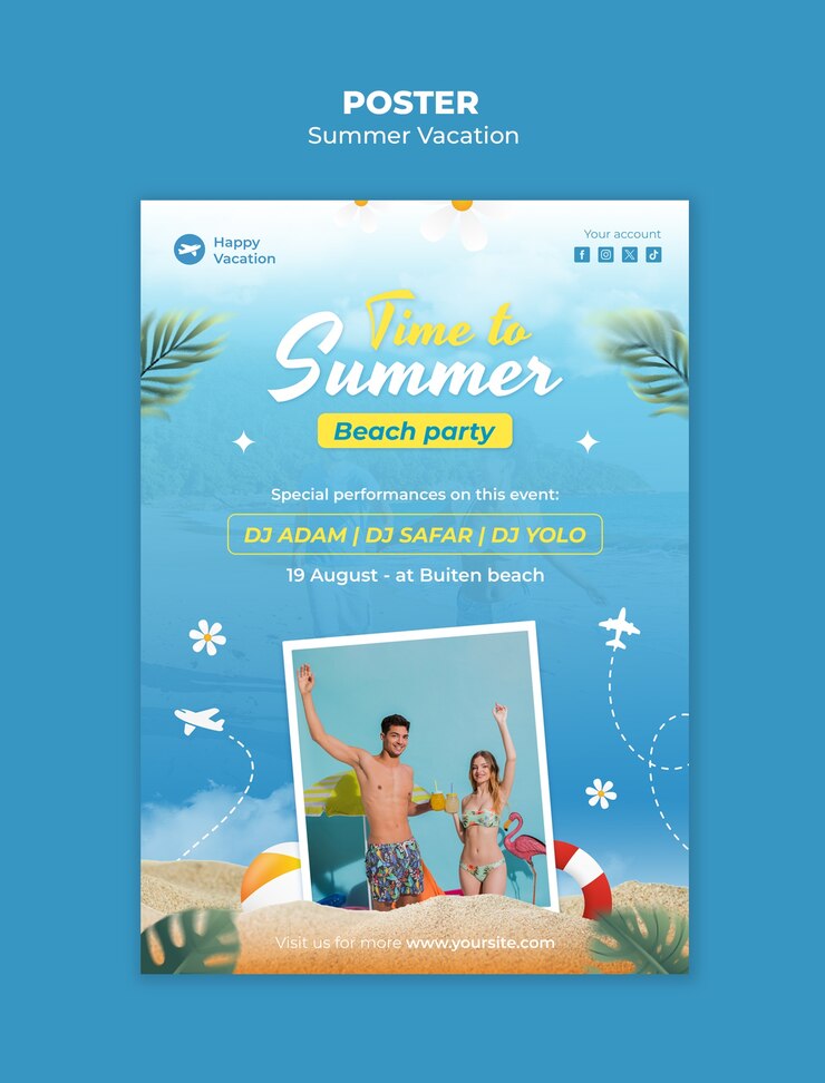 PSD projet de modèle de vacances d'été