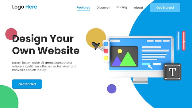 projetando o layout do site ilustração conceitos 3D página inicial