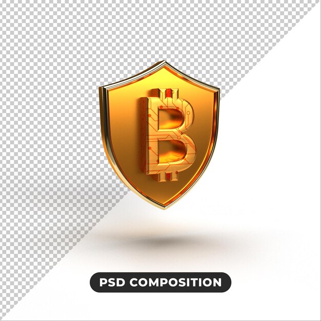 Projeto bitcoin isolado em renderização 3d