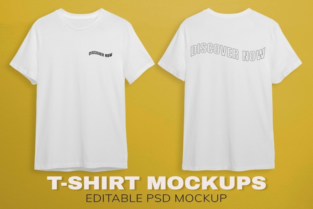 PSD projeto da maquete de camisetas brancas