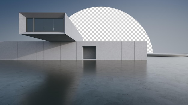 Projeto de arquitetura abstrata do edifício moderno Piso da área de estacionamento vazio e parede de concreto