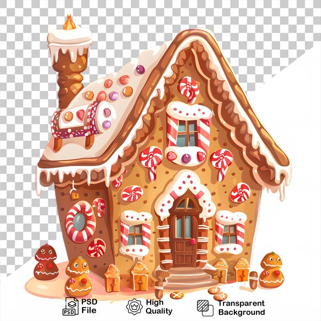 PSD projeto de clipart de casa de pão de gengibre com fundo transparente