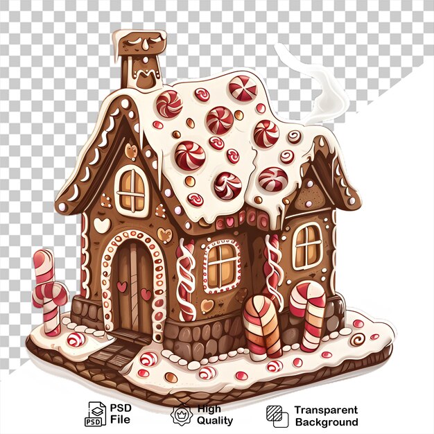 PSD projeto de clipart de casa de pão de gengibre com fundo transparente