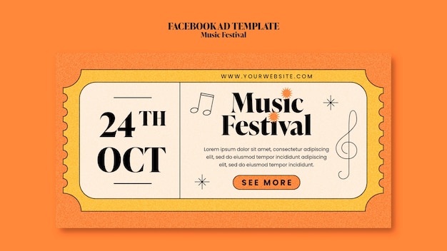 PSD projeto de festival de música de design plano