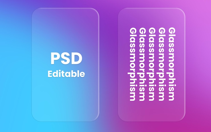 PSD projeto de glassmorphism azul e roxo com forma de telefone 2