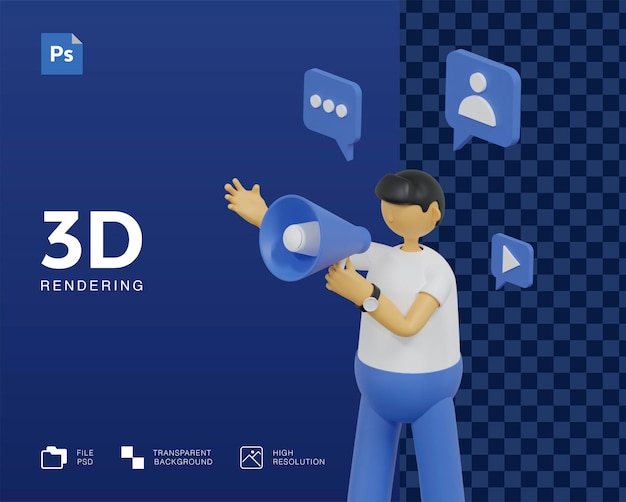 Projeto de ilustração de campanha de marketing 3d