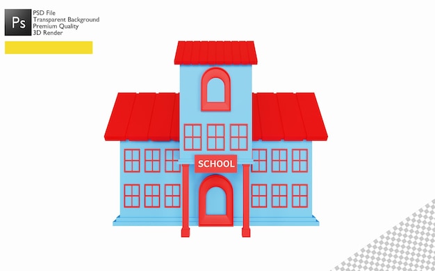 PSD projeto de ilustração de prédio escolar 3d