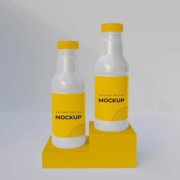 Projeto de maquete de garrafa de vidro de produto 3D
