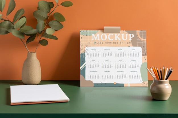 Projeto de maquete de planejador e calendário