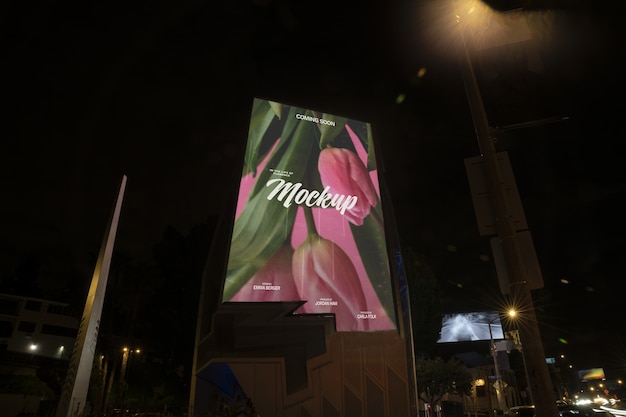 PSD projeto de maquete de publicidade ao ar livre à noite