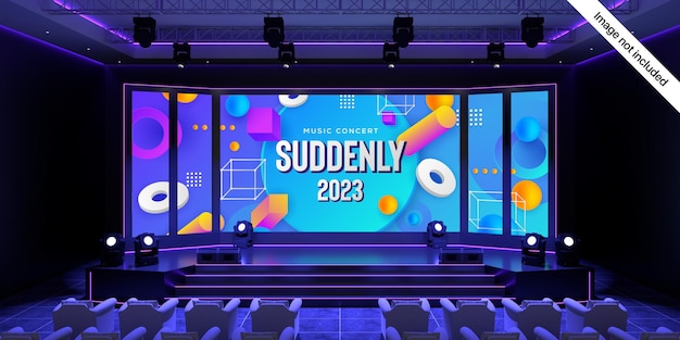 Projeto de maquete de tela de palco de renderização PSD 3d