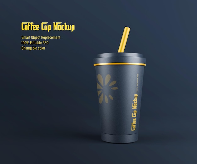 Projeto de maquete de xícara de café de papel renderizado 3D