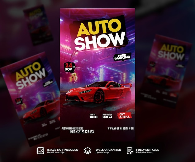 PSD projeto de modelo de banner de exposição de carros