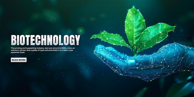 PSD projeto de modelo de biotecnologia com fundo de tema tecnológico