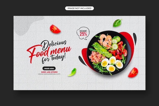 Projeto de modelo de postagem de mídia social e banner da web para promoção de alimentos saudáveis