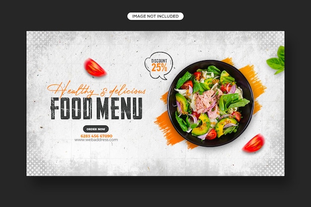 Projeto de modelo de postagem de mídia social e banner da web para promoção de alimentos saudáveis