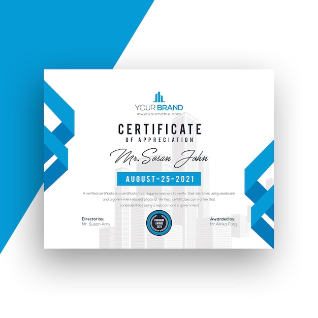 Projeto do molde do certificado