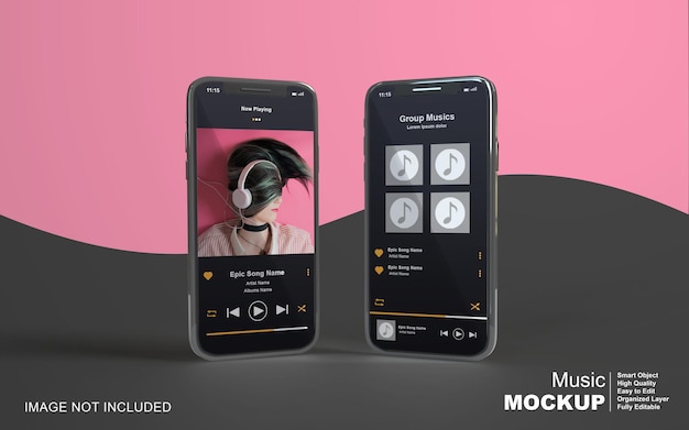 Projeto do reprodutor de música de maquete 3D no smartphone para postagem nas redes sociais