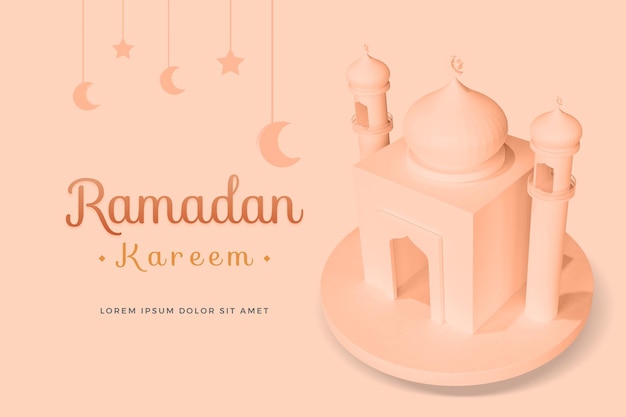 Projeto ramadan kareem com maquete de renderização 3d