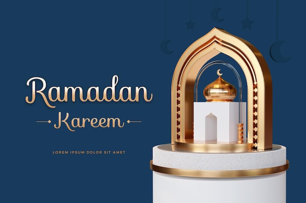 Projeto Ramadan kareem com modelo de renderização 3D