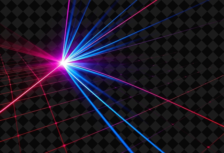 PSD projetos de grade de laser que combinam fortemente vermelho brilhante e azul profundo y2k inspirou a grade de forma de luz