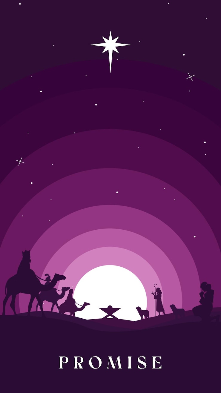 PSD la promesa del papel pintado de navidad púrpura