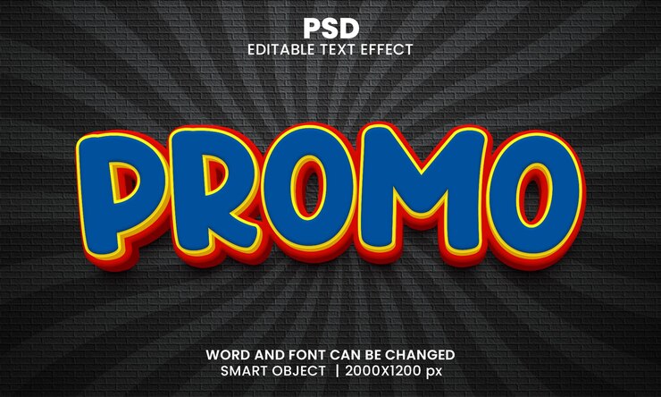PSD promo 3d editable text effect premium psd with background