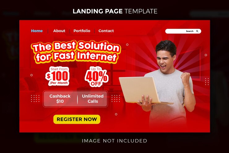 PSD promo for the best internet solutions web landing page banner template