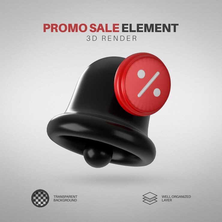 PSD promo sale element 3d render notification promo isolated background png