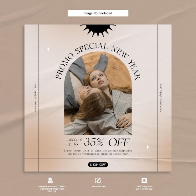 Promo special new year sale rabattangebot fashion instagram post template