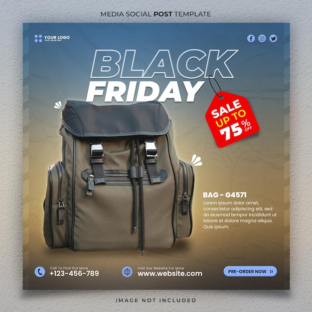 Promo speciale Black Friday Sale Bag Media Modello di post social