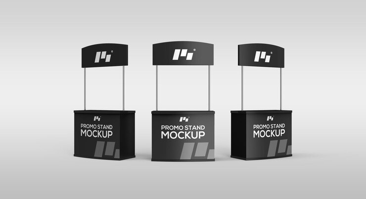 PSD promo stand triple mockup psd