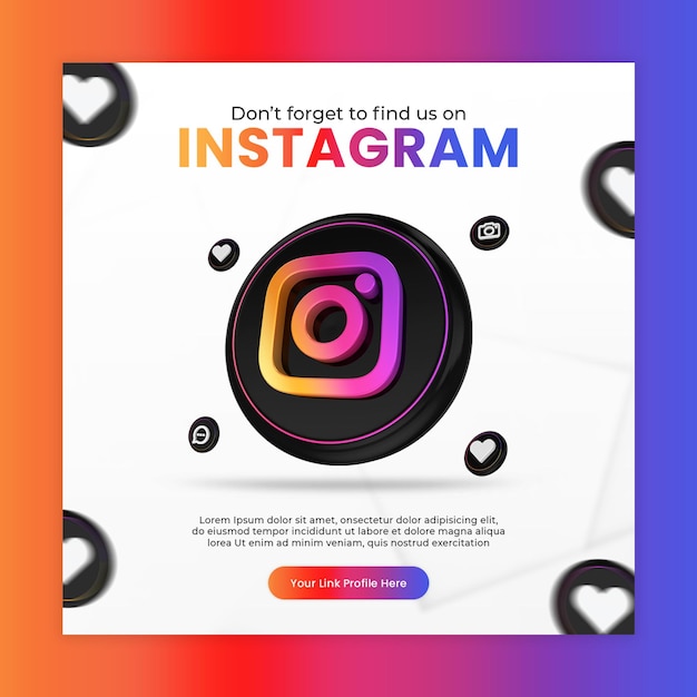 PSD promoção com modelo de postagem do instagram 3d render