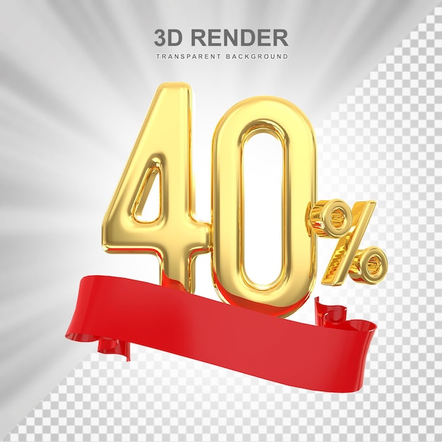 PSD promoção de 40% de desconto renderização 3d