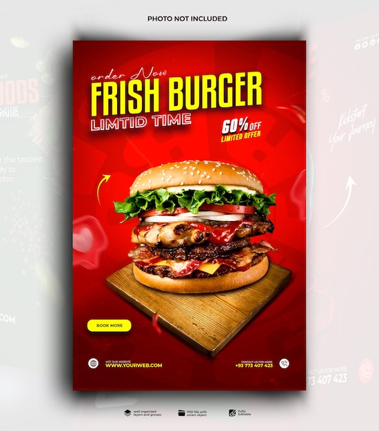 Promoção de alimentos Marketing de mídia social modelo de pós-desenho arquivo PSD