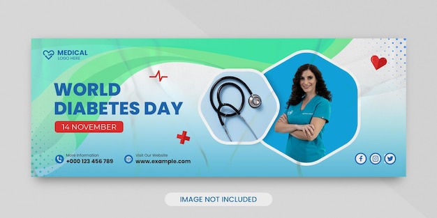 PSD promoção de banner do dia mundial do diabetes e modelo de capa do facebook