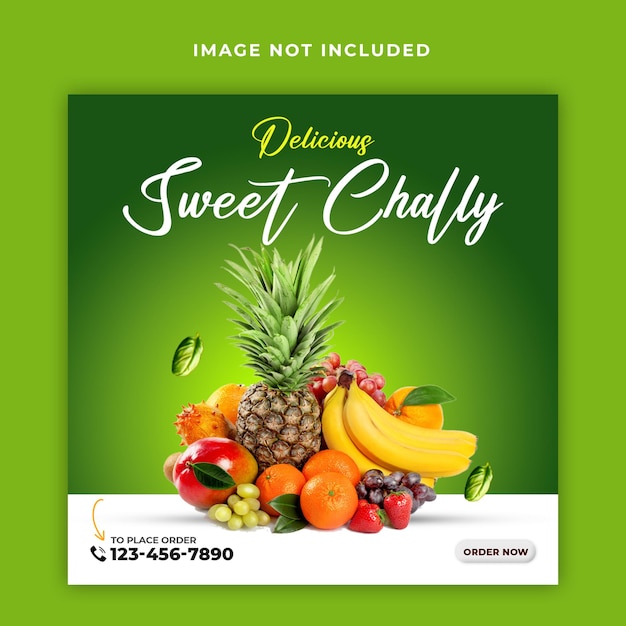 Promoção de deliciosas e doces frutas Chally