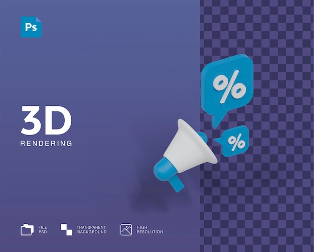 Promoção de desconto de ilustração 3d