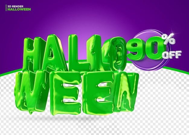 Promoção de halloween oferece 90% de desconto na renderização em 3d do rótulo para composição