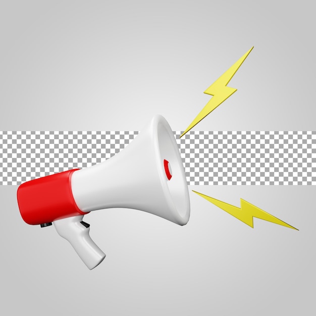 Promoção de marketing de megafone isolada em fundo transparente 3D Render