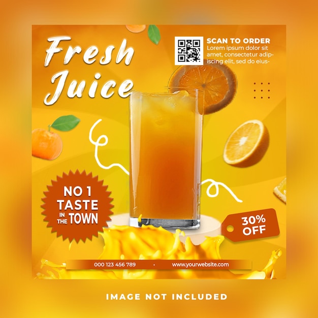 PSD promoção de menu de bebida de suco fresco instagram história de postagem de mídia social ou modelo de banner quadrado