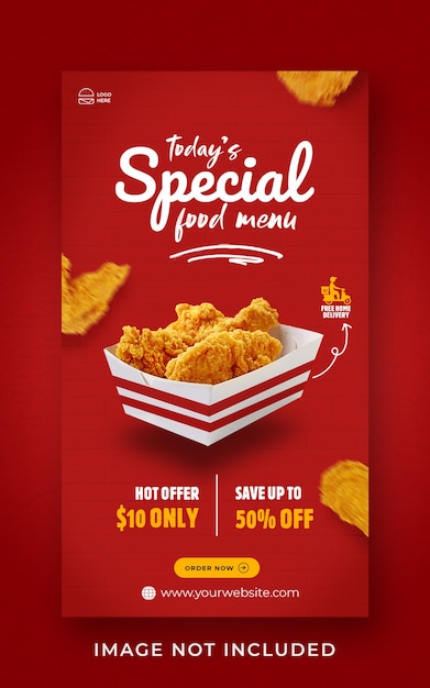 Promoção de menu de comida especial mídia social modelo de banner de história do instagram