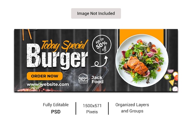 PSD promoção de menu de comida saudável e mídia social modelo de banner de capa do facebook