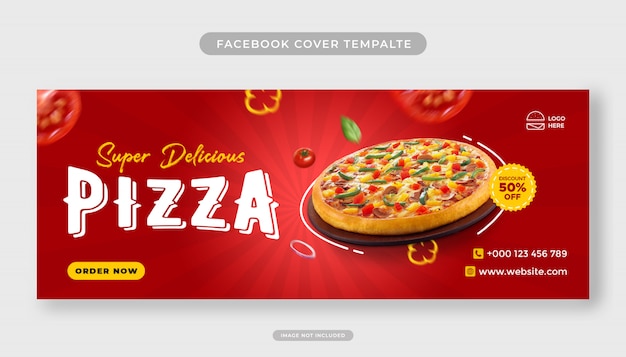 Promoção de menu de pizza comida modelo de banner de capa do Facebook