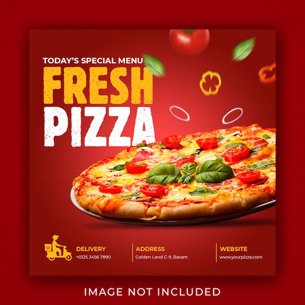 Promoção de menus de pizza em mídias sociais instagram modelo de banner de postagem