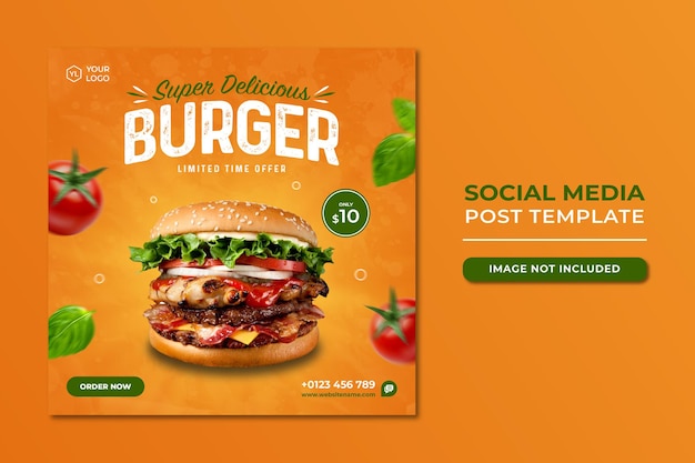 Promoção de mídia social de alimentos e modelo de design de postagem de banner do instagram