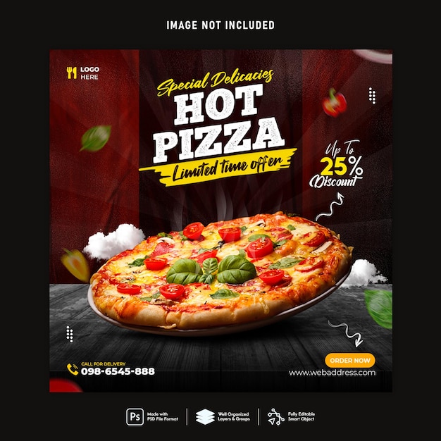 Promoção de mídia social de alimentos e modelo de design de postagem de banner do Instagram