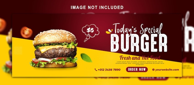 Promoção de mídia social de alimentos e modelo de design de postagem de capa do Facebook